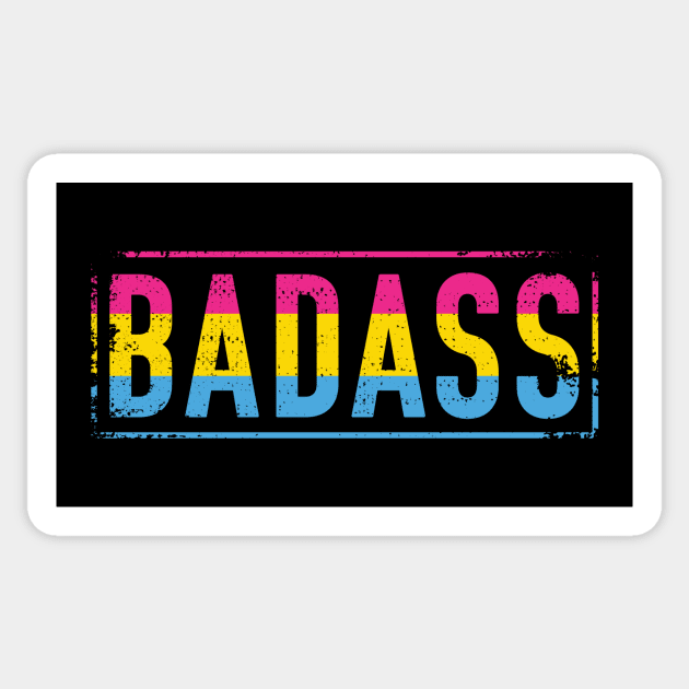 Pan Pride Badass Distressed Pansexual Pride Sticker by mindeverykind